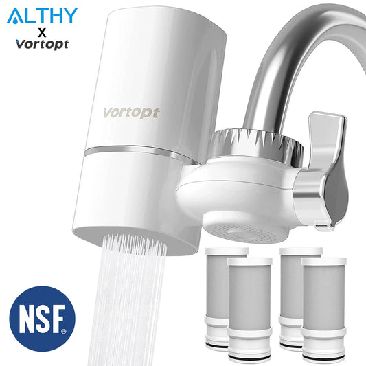 Vortopt Sistema purificador de filtro de agua para grifo, reduce el plomo, el cloro y el mal sabor, certificado NSF para cocina de 320 galones