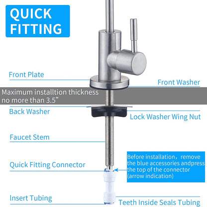 Grifo purificador de filtro de agua, grifo filtrado sin plomo que se adapta a unidades de ósmosis inversa o sistema de filtración de agua, grifo RO de cocina