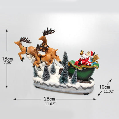 Christmas Ornaments Christmas Gifts Luminous Music Creative Ornaments Elk Pull Cart Resin Crafts