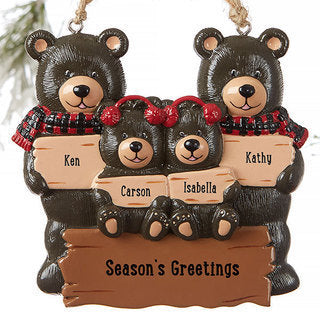 Decoration Bear Family Pendant DIY Name Christmas Tree Personalized Charm Father's Day Gift