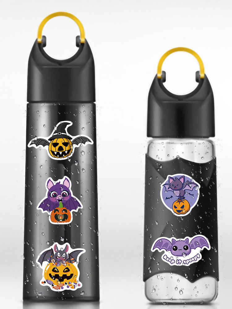 Autocollants de dessin animé citrouille chauve-souris d'halloween, décoration pour coffre de voiture, cadeau pour enfants, 100