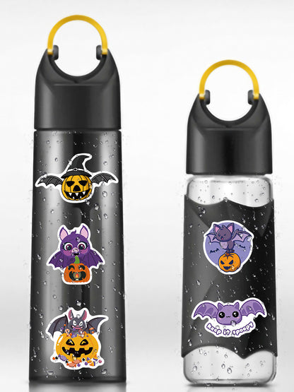 Autocollants de dessin animé citrouille chauve-souris d'halloween, décoration pour coffre de voiture, cadeau pour enfants, 100