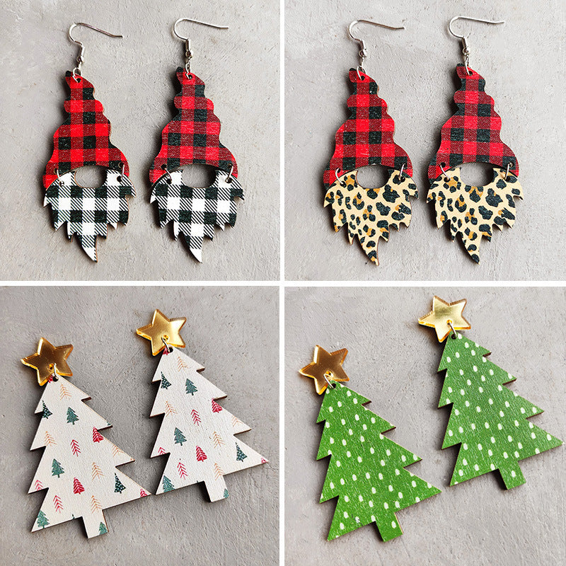 Fashion Colorful Christmas Tree Patch Earrings