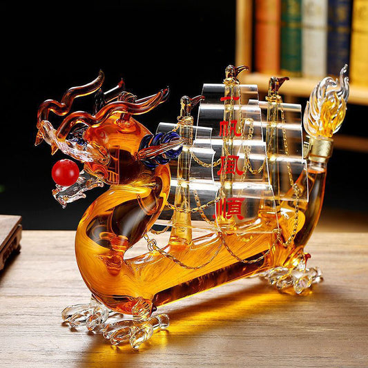 Creative Downwind Fermentation Tank Dragon-shaped Glass Wine Decanter Home Decoration Wine Bottle