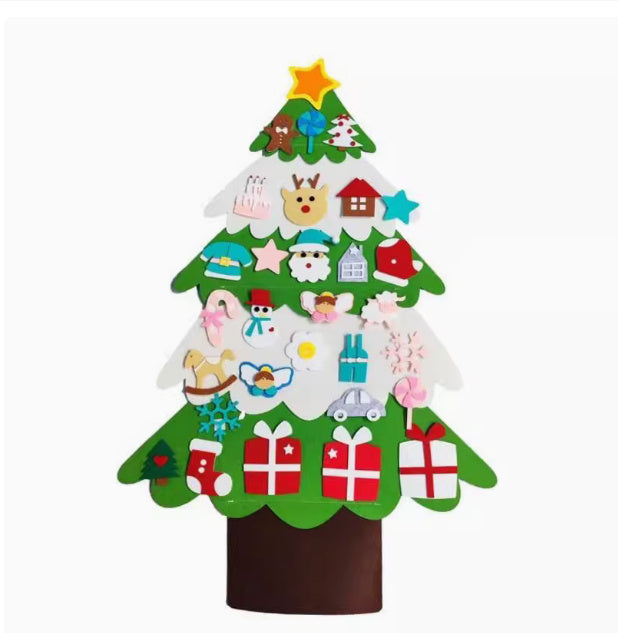 Árbol de Navidad de fieltro para hacer tú mismo, decoración navideña para el hogar Navida