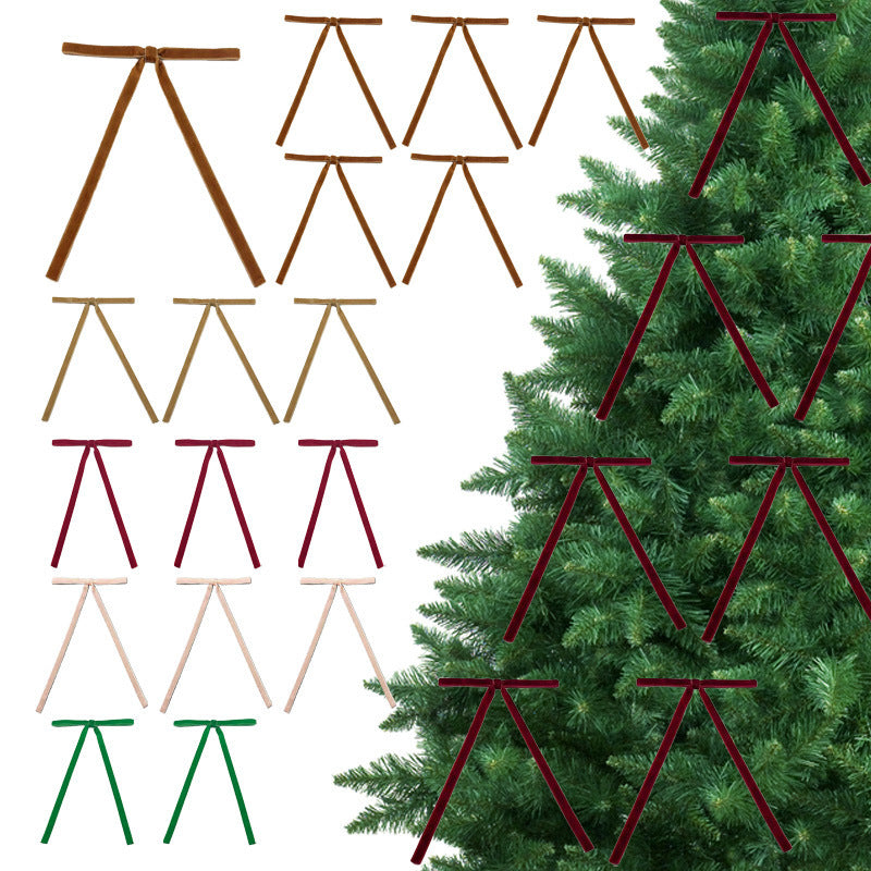 Lot de 12 bandes de velours avec nœud et décoration pour sapin de Noël