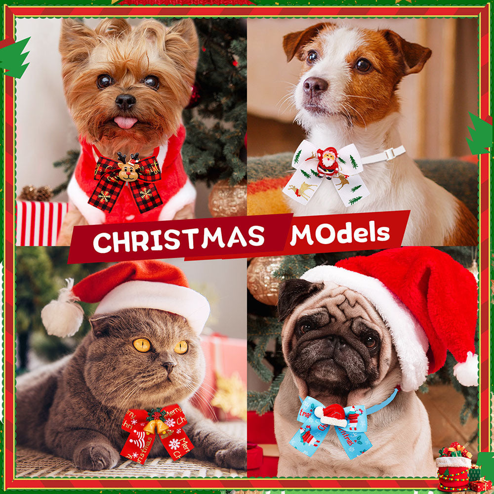 Muñeco navideño para mascota, perro, gato, pajarita, accesorios, decoración para árbol