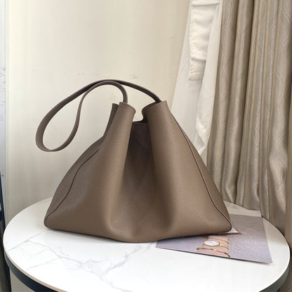 Bolso tipo cubo de cuero genuino de gran capacidad simple a la moda para mujer