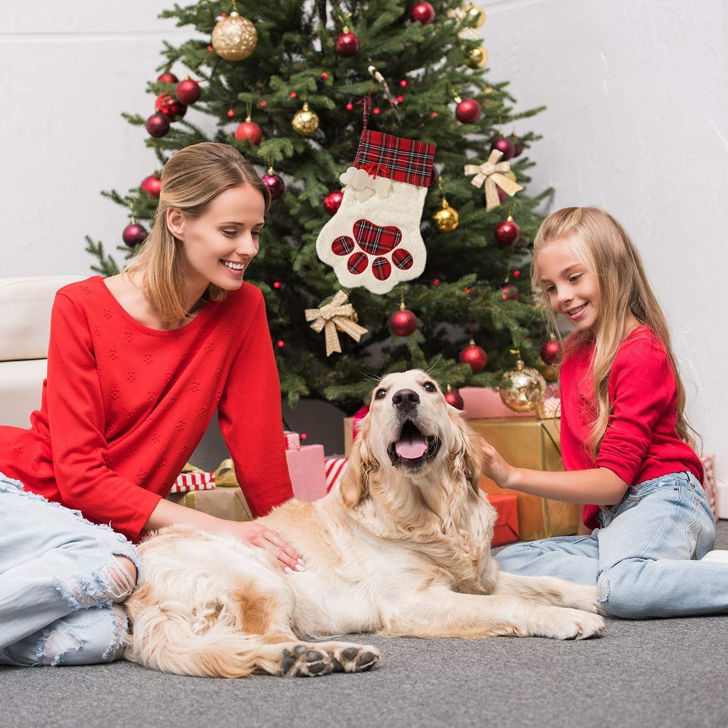 Pieces Buffalo Plaid Pet Stockings For Cats And Dogs - Paw Pattern Hanging Christmas Decorations