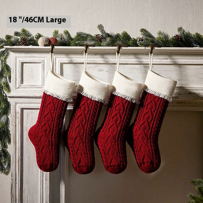 Knitted Wool Christmas Candy Bag Hanging Tassel Socks