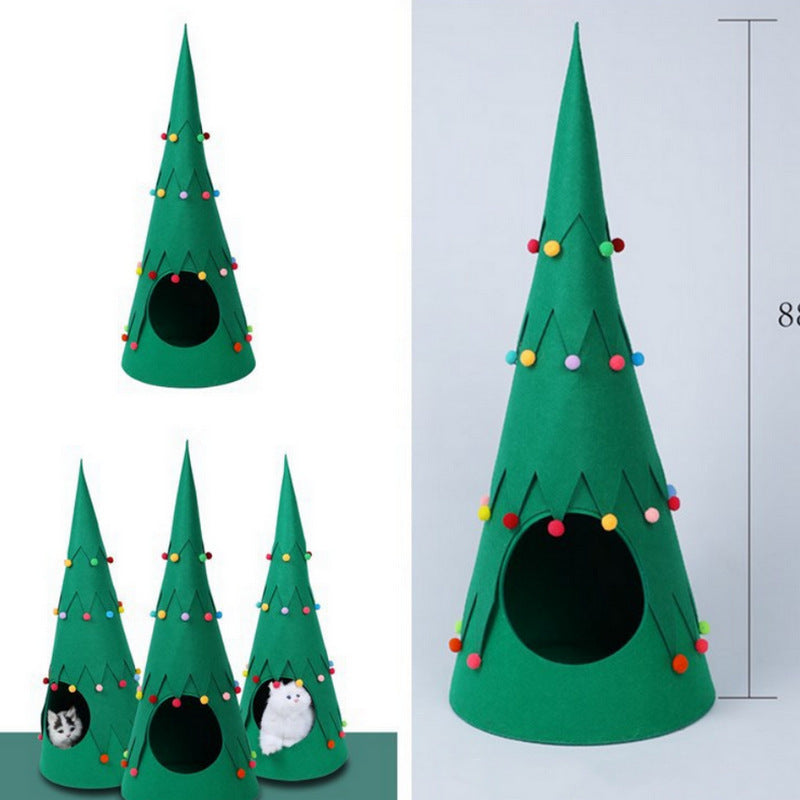 Pet Felt Christmas Tree Foldable Tent Dogs And Cats Semi-closed Four Seasons Universal