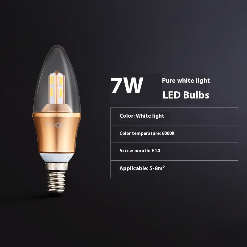 Household E14e27 Screw Bulb Led Energy-saving Lamp Threads Band Super Bright Variable Light With Three Colors