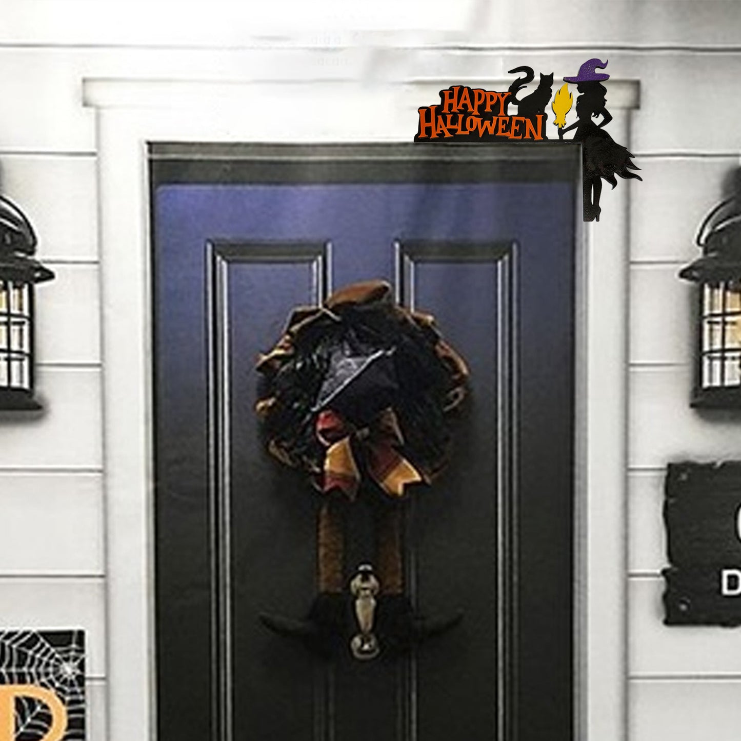 Halloween Ghost Pumpkin Witch Wooden Door Corner Decoration