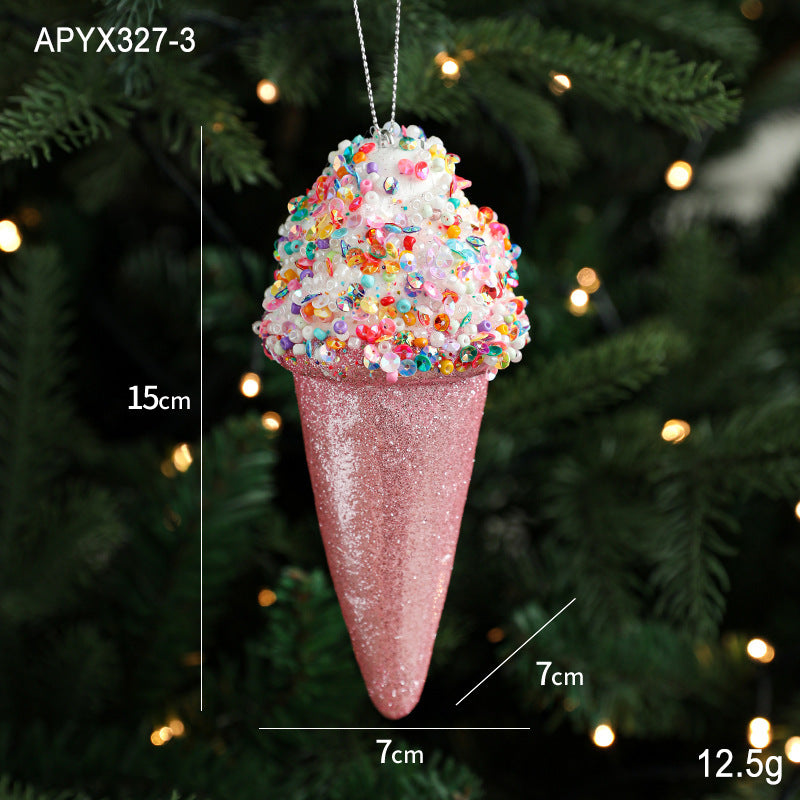 Pendentif créatif en forme de glace pour décoration d'arbre de Noël, petites pièces suspendues