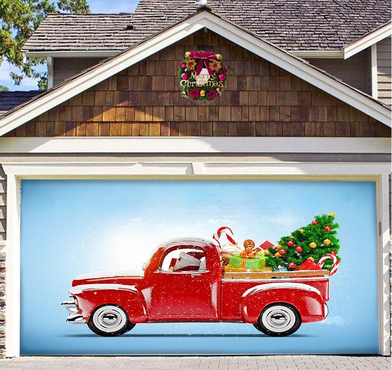 Christmas Background Fabric Garage Door Decoration Holiday Party Banner Amazon Tapestry