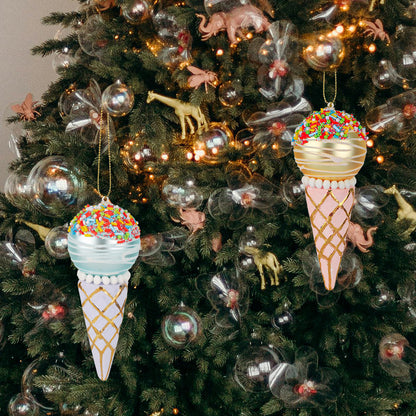 Simulation Ice Cream Christmas Tree Decorative Glass Pendant