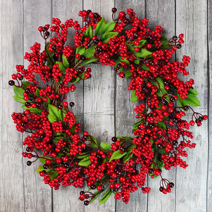 Simulación de guirnalda de espino chino, fruta de la suerte, corona de bayas de acebo, adornos para árbol de Navidad