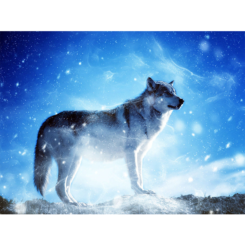 5D DIY Diamond Painting Of Two Wolves, Square Rhinestone Embroidery