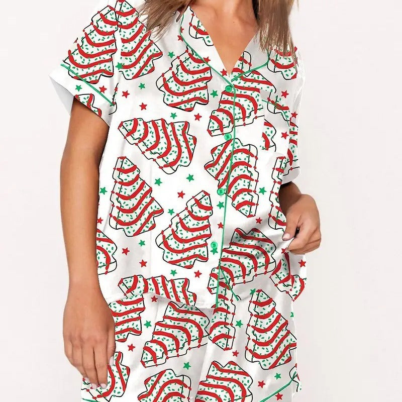 Casual Plus Size Temperament Christmas Tree Printing Suit