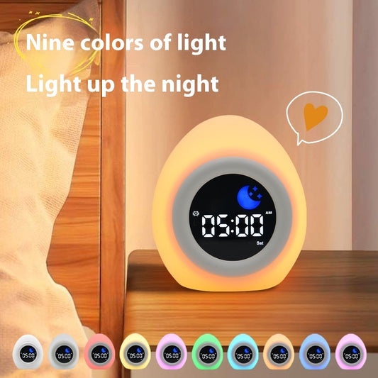 Simple Egg Sleep Alarm Clock Get Up Small Night Lamp