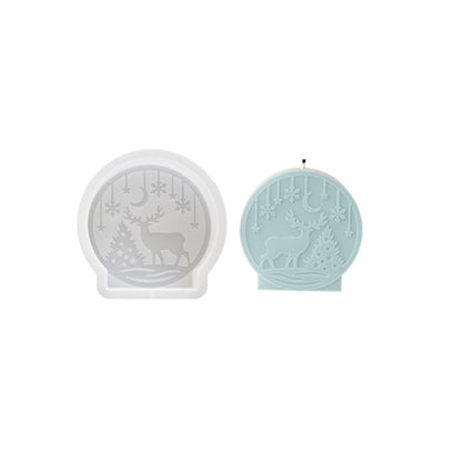 Molde de silicona para vela perfumada con forma de muñeco de nieve redondo en relieve