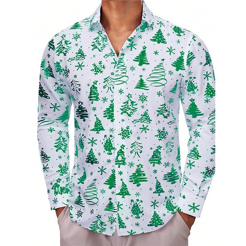 Chemise à revers avec impression numérique 3D en forme de sapin de Noël