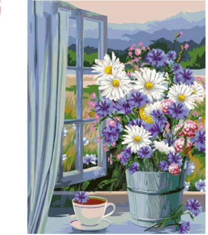 5d Diamond Painting Daisy Flower Embroidery Window Vase Full Embroidery Square Or Round