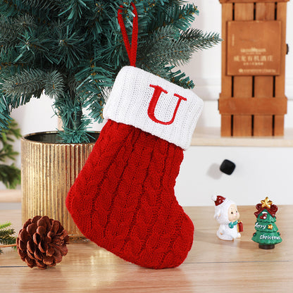 Chaussettes de Noël en laine tricotée avec pendentif en forme d'arbre de Noël décoratif et créatif