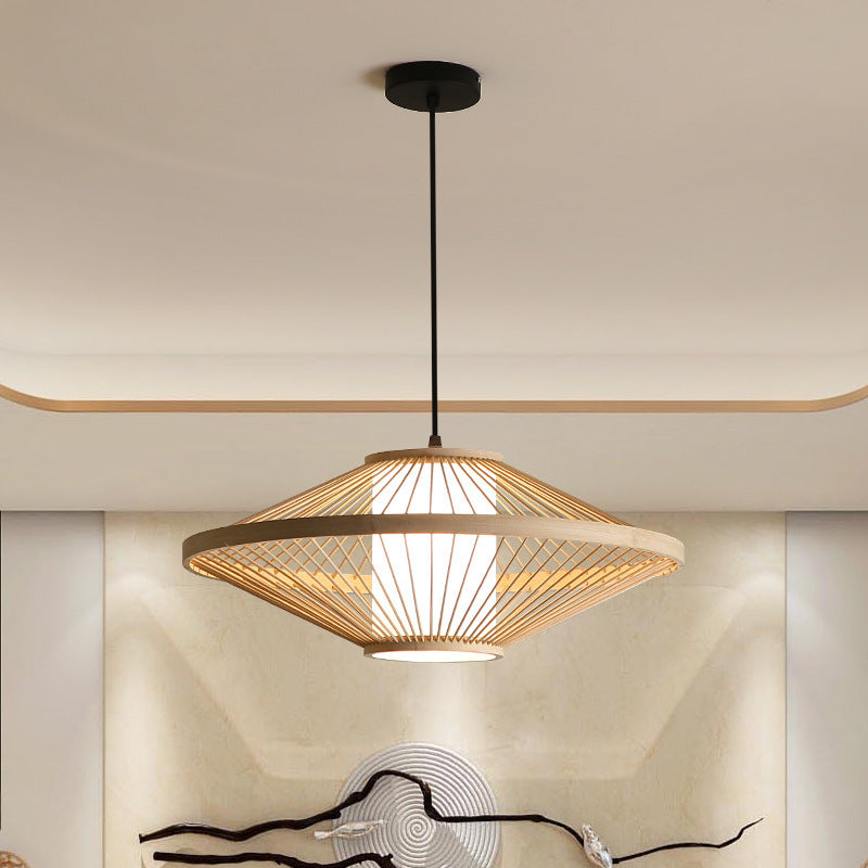 Lustre chinois moderne en bambou, lampe artistique pour Restaurant