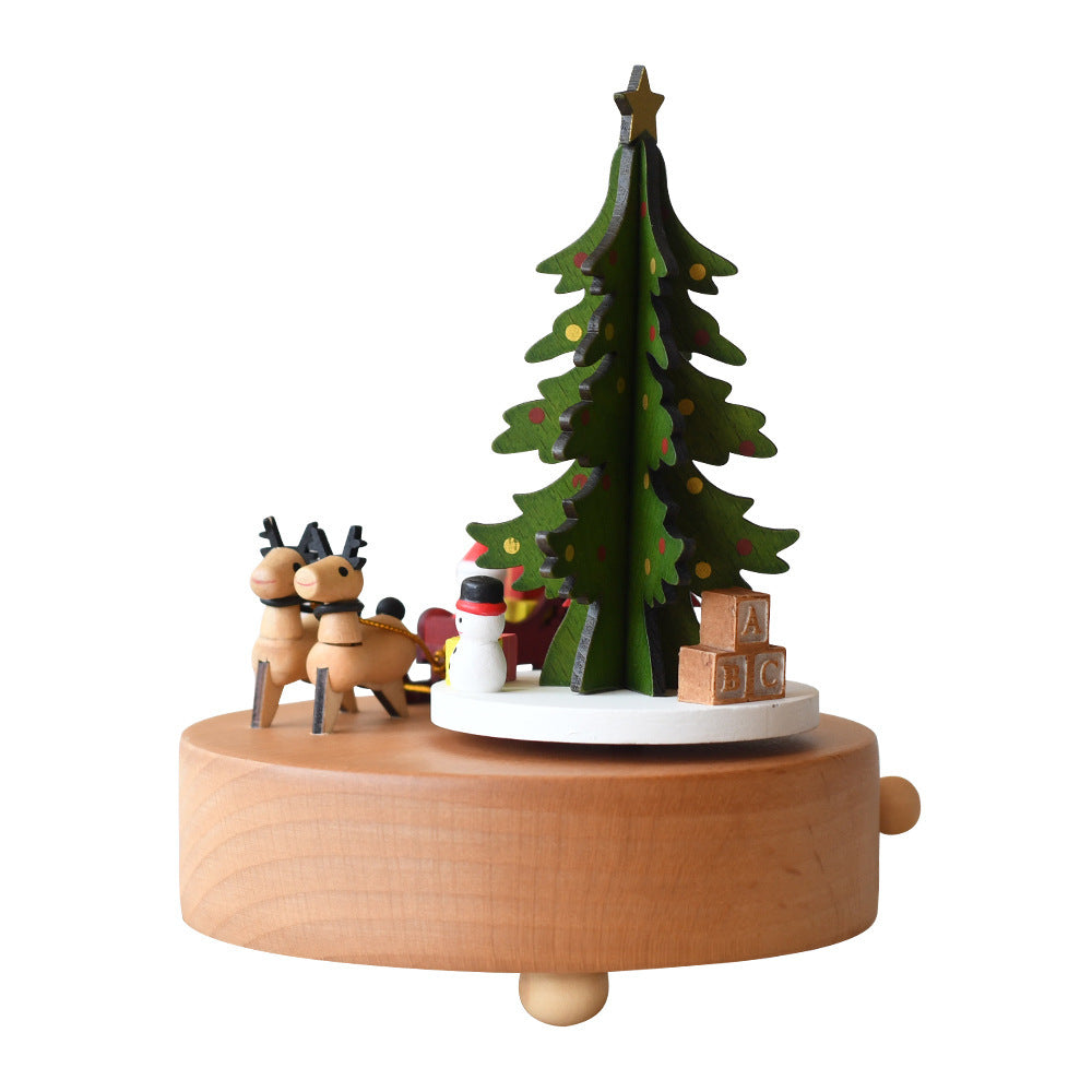 Caja de música de madera para árbol de Navidad