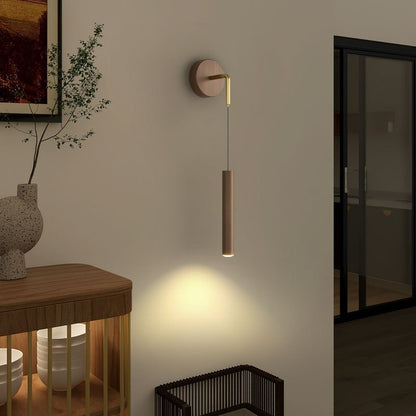 Lámpara de pared de noche con vetas de madera, luz creativa para dormitorio