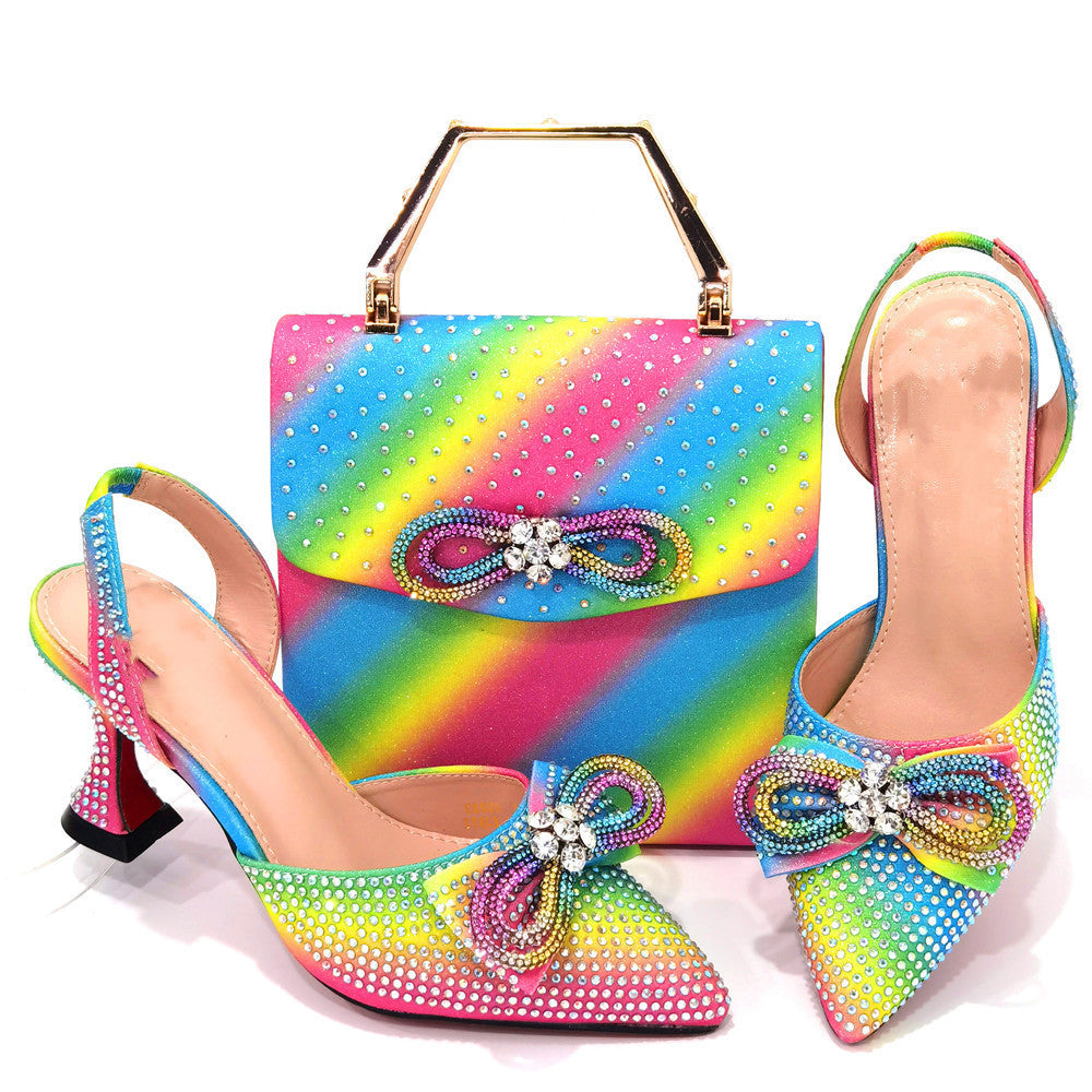 Women's Fashion Casual Party High Heels With Tote Bag