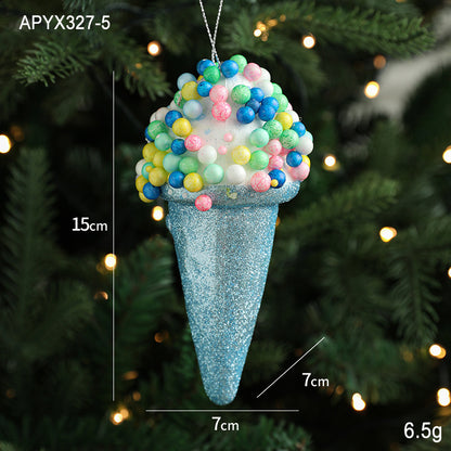 Pendentif créatif en forme de glace pour décoration d'arbre de Noël, petites pièces suspendues