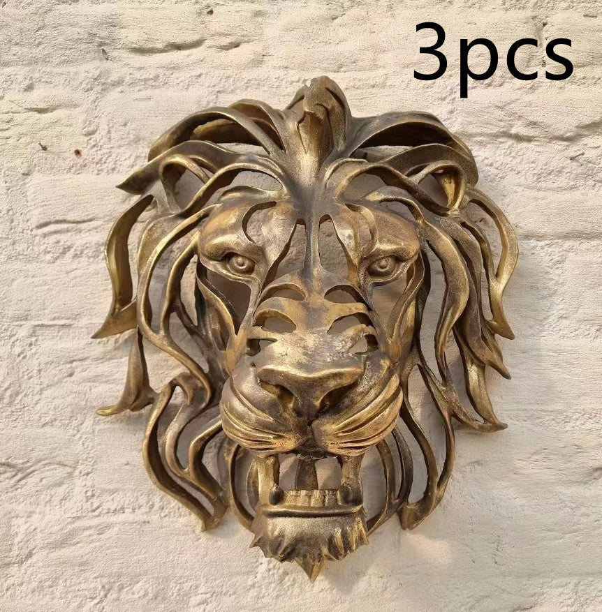 Lion's Head Wall Hanging Art Metal Sculpture