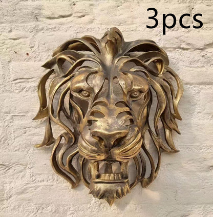 Lion's Head Wall Hanging Art Metal Sculpture