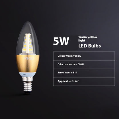 Household E14e27 Screw Bulb Led Energy-saving Lamp Threads Band Super Bright Variable Light With Three Colors