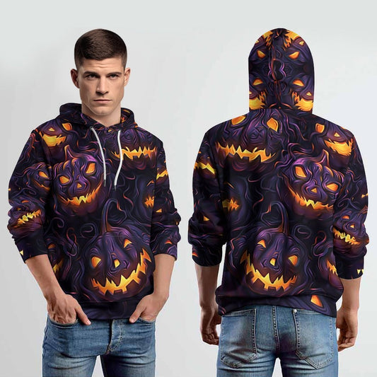 Pull à capuche ample pour homme avec impression numérique 3D pour Halloween