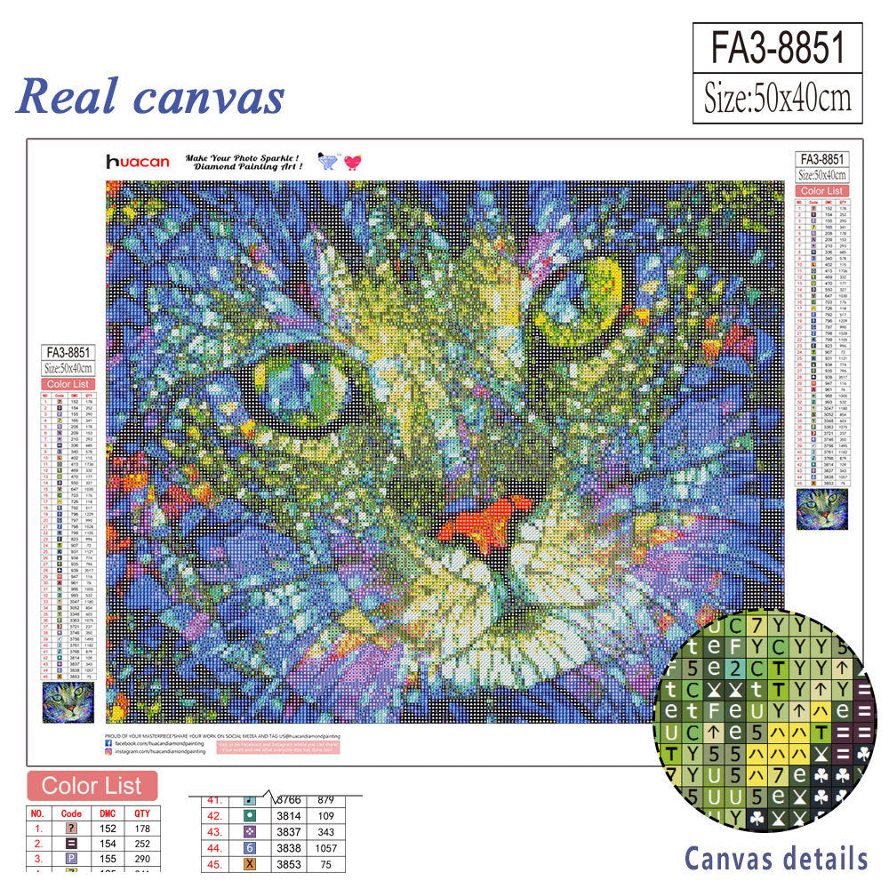 Kit complet de peinture diamant chat, décoration d'animal pour la maison