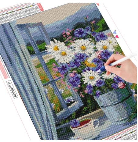 5d Diamond Painting Daisy Flower Embroidery Window Vase Full Embroidery Square Or Round