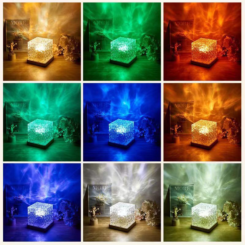 Dynamic Light And Shadow Ambience Light Rotating Water Wave Lamp