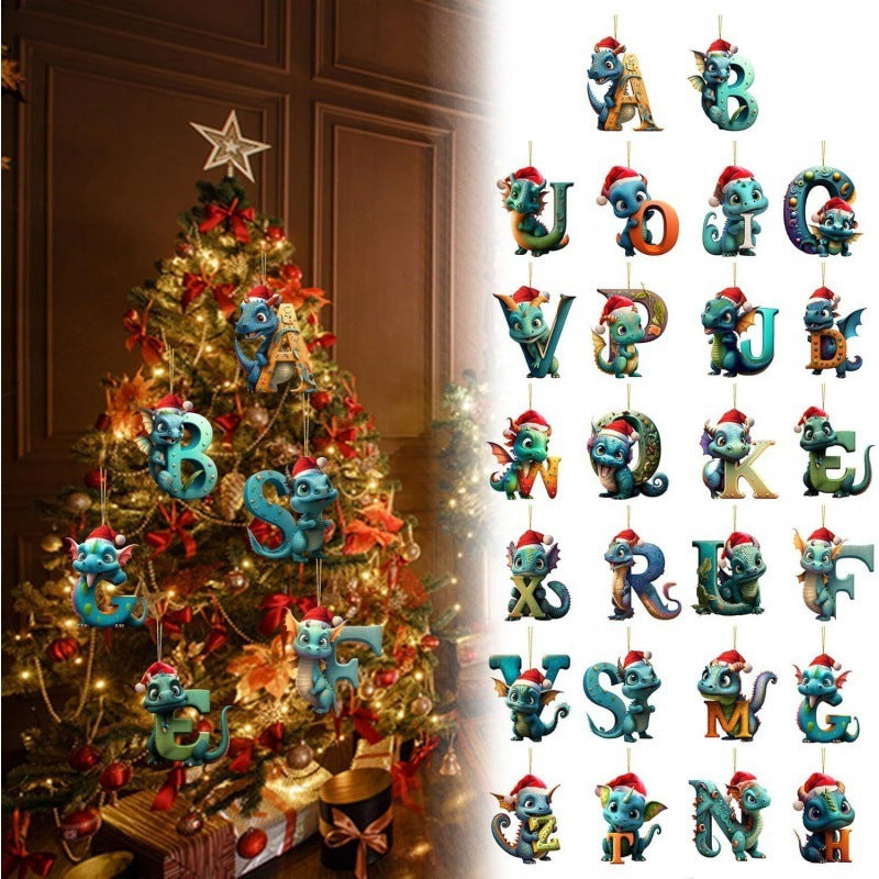 Adorno para árbol de Navidad con 26 letras colgantes