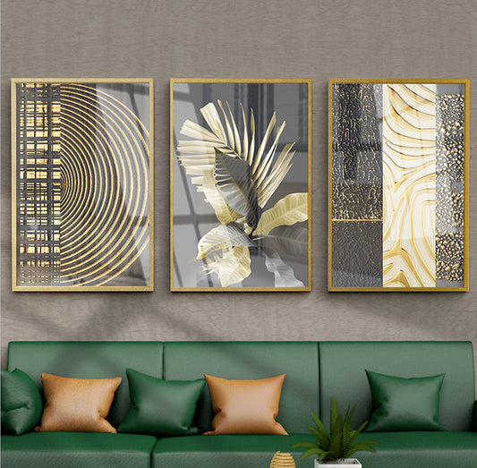 Abstract Golden Paper Poster Luxury Golden Canvas Painting