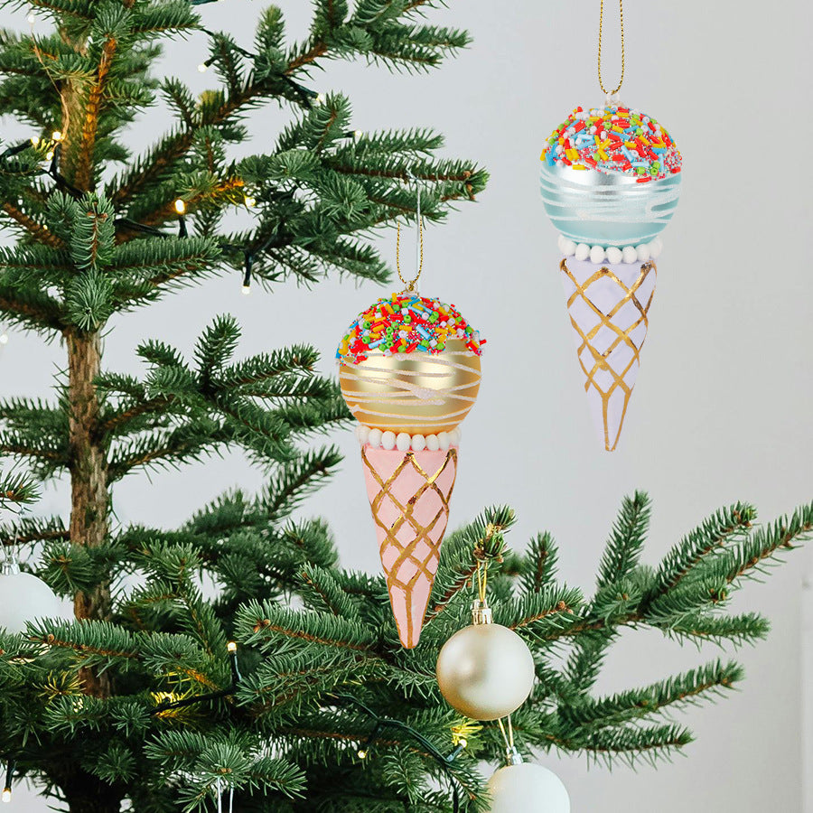 Simulation Ice Cream Christmas Tree Decorative Glass Pendant