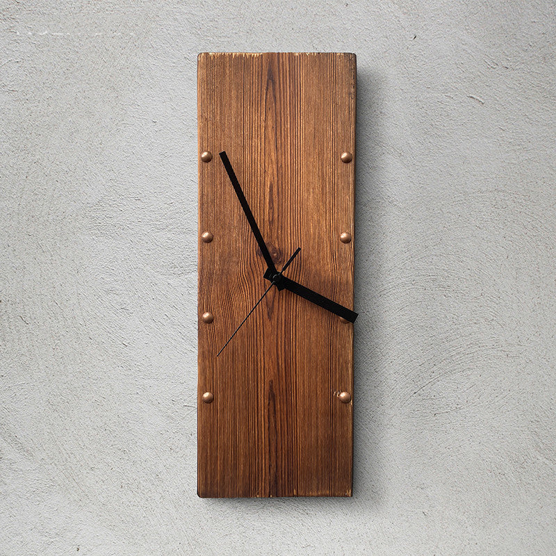 Reloj de pared rectangular Art Déco vintage de madera maciza