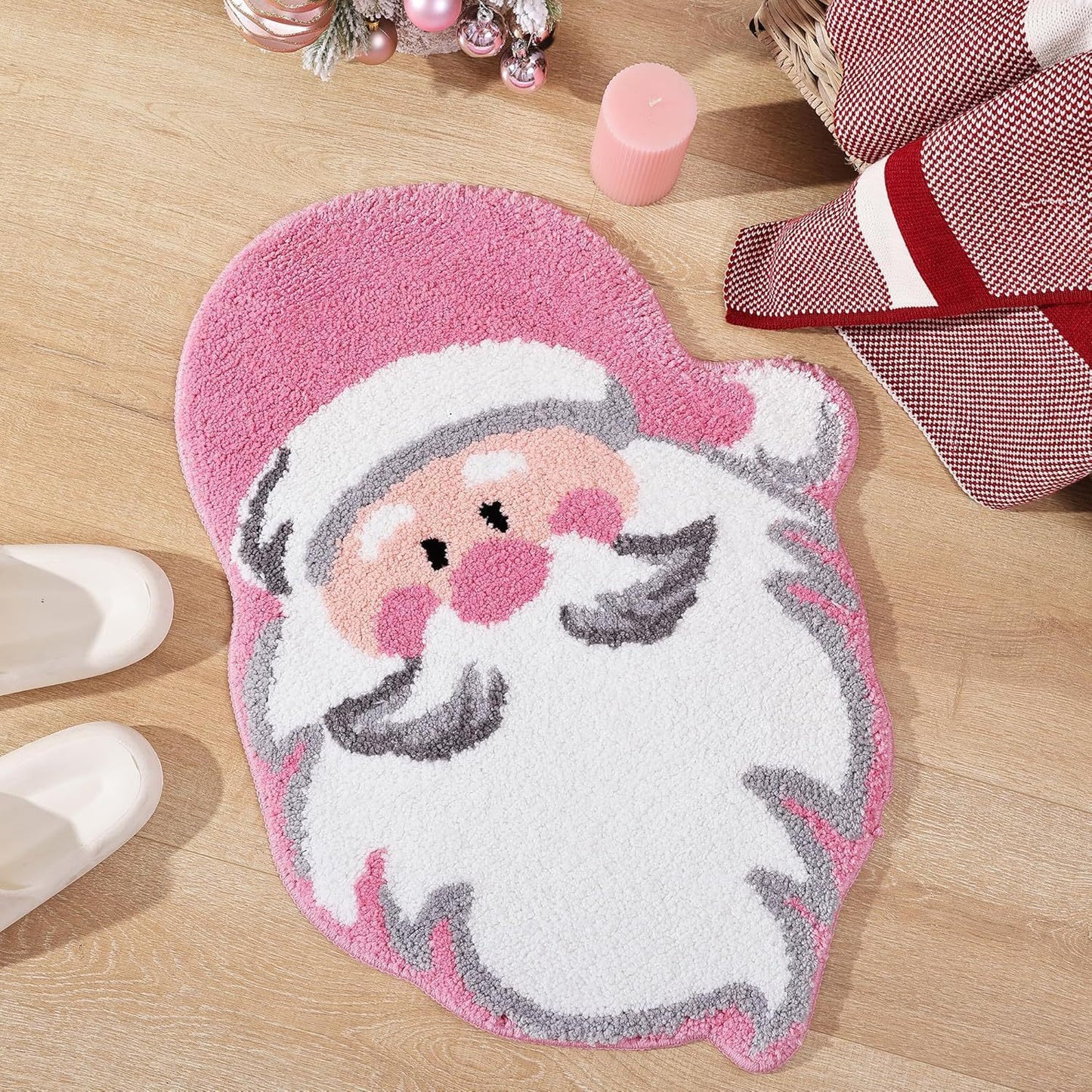 Tapis en cachemire avec motif d'arbre de Noël pour la maison, tapis de porte antidérapant pour la veille de Noël, tapis de salle de bain