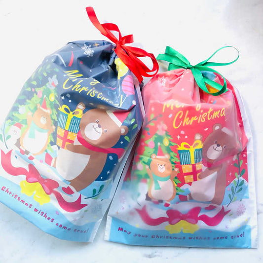 Japanese Style Christmas Drawstring Bear Bag