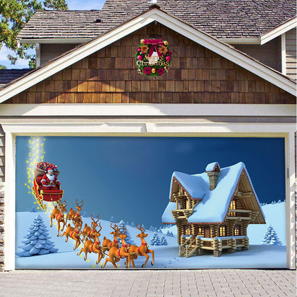 Christmas Background Fabric Garage Door Tapestries Cloth Decoration