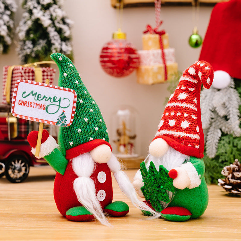 Cute Christmas Tree With Knitted Curved Hat