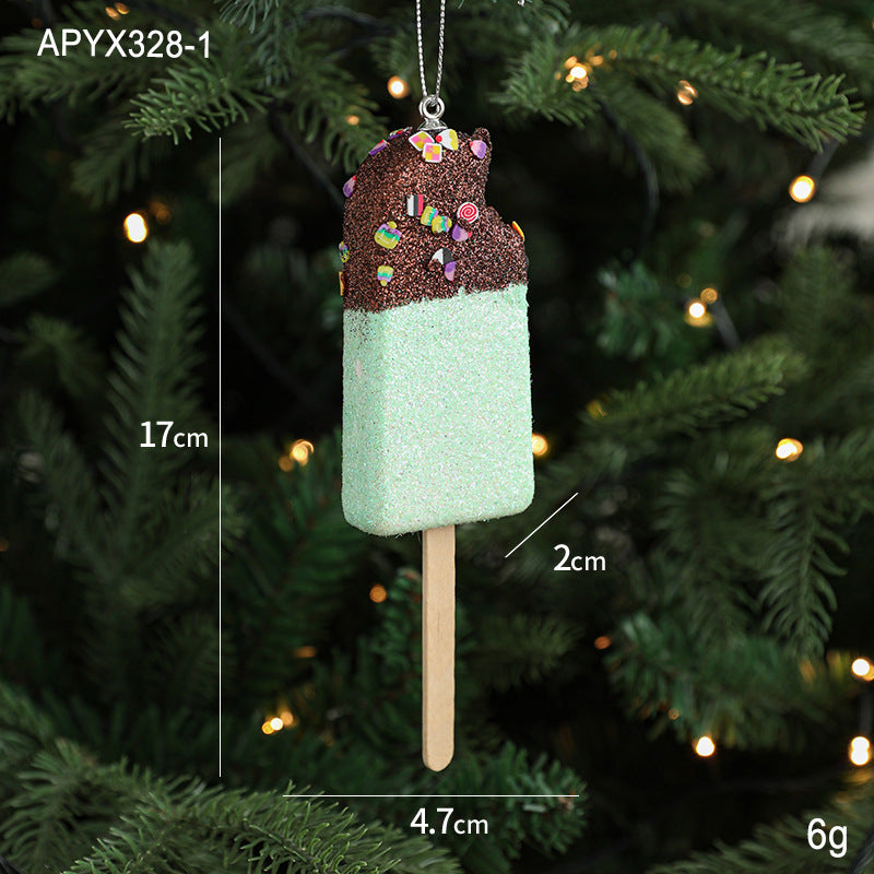 Pendentif créatif en forme de glace pour décoration d'arbre de Noël, petites pièces suspendues