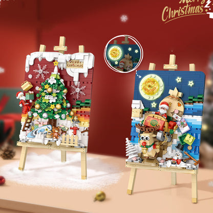 Pintura 3D de árbol de Navidad con forma de trineo y partículas pequeñas